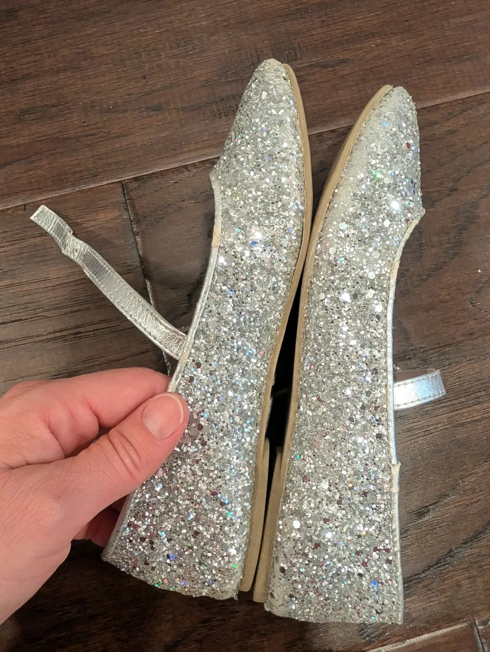 PLACE Silver Glitter Mary Jane Girls Dress Shoes Size 3